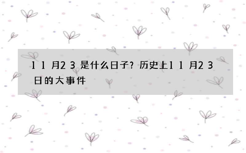 11月23是什么日子？历史上11月23日的大事件