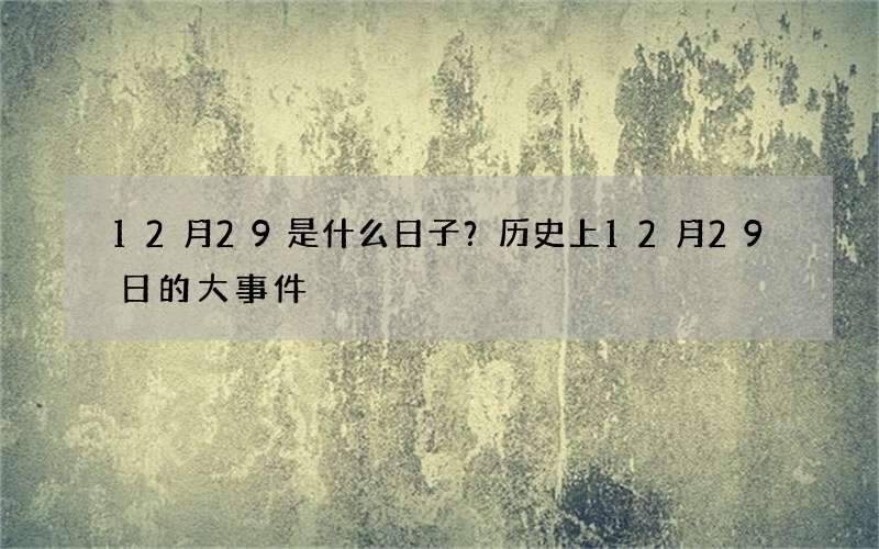 12月29是什么日子？历史上12月29日的大事件