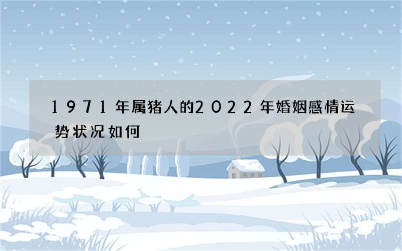 1971年属猪人的2022年婚姻感情运势状况如何