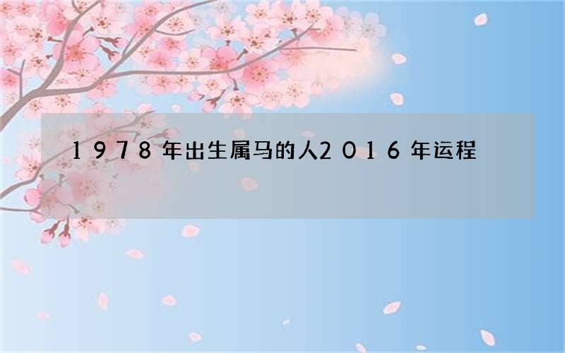 1978年出生属马的人2016年运程