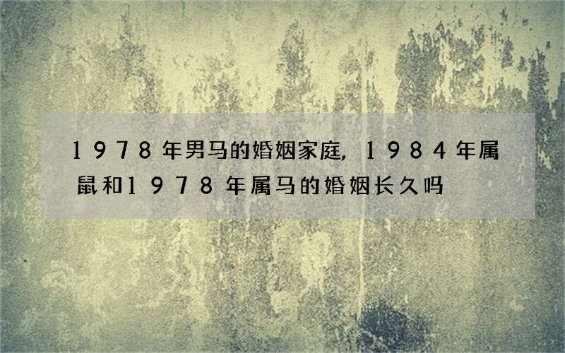 1978年男马的婚姻家庭,1984年属鼠和1978年属马的婚姻长久吗