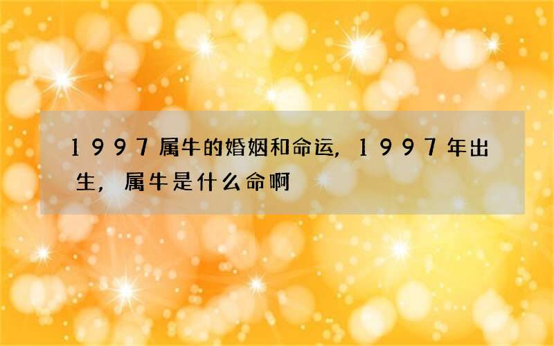 1997属牛的婚姻和命运,1997年出生,属牛是什么命啊