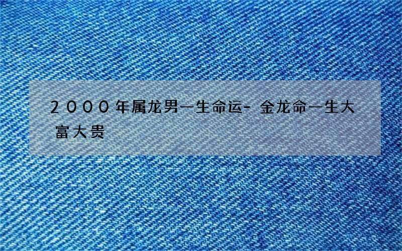 2000年属龙男一生命运-金龙命一生大富大贵