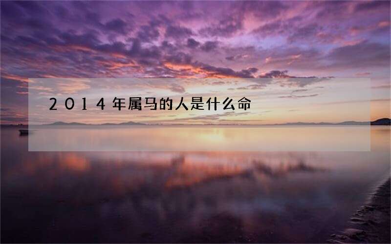 2014年属马的人是什么命