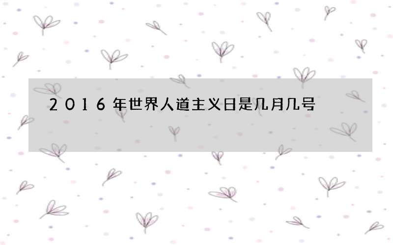 2016年世界人道主义日是几月几号