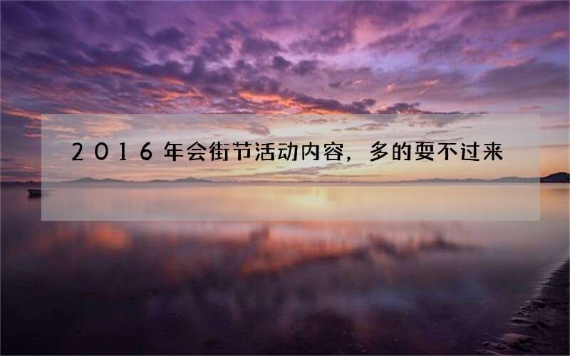 2016年会街节活动内容，多的耍不过来