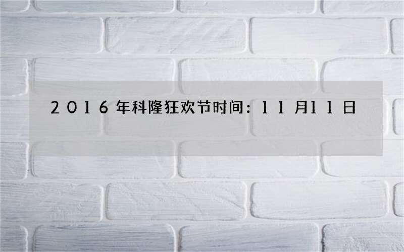2016年科隆狂欢节时间：11月11日