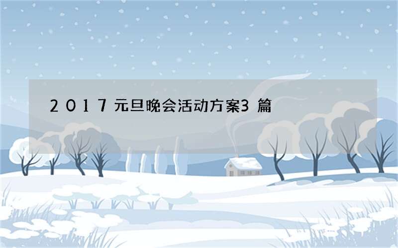 2017元旦晚会活动方案3篇