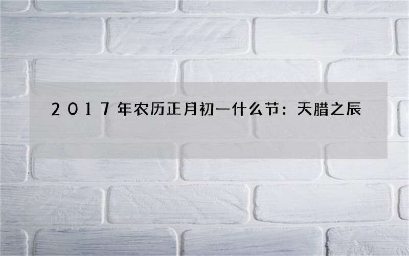2017年农历正月初一什么节：天腊之辰