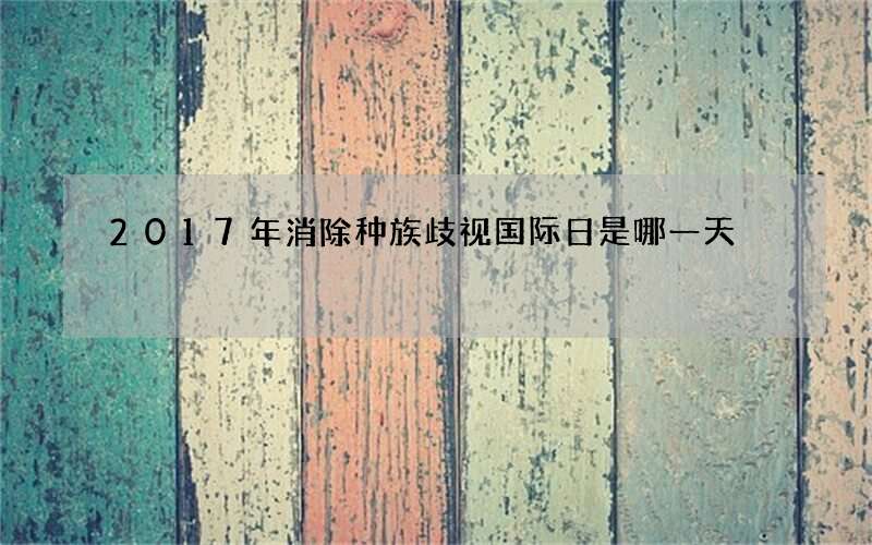 2017年消除种族歧视国际日是哪一天