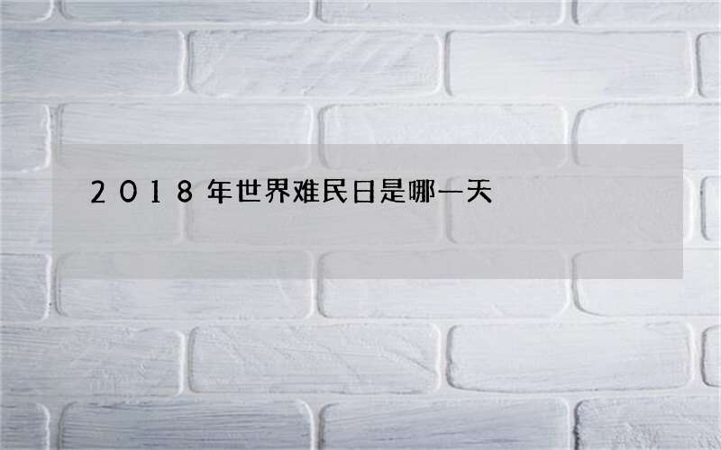2018年世界难民日是哪一天