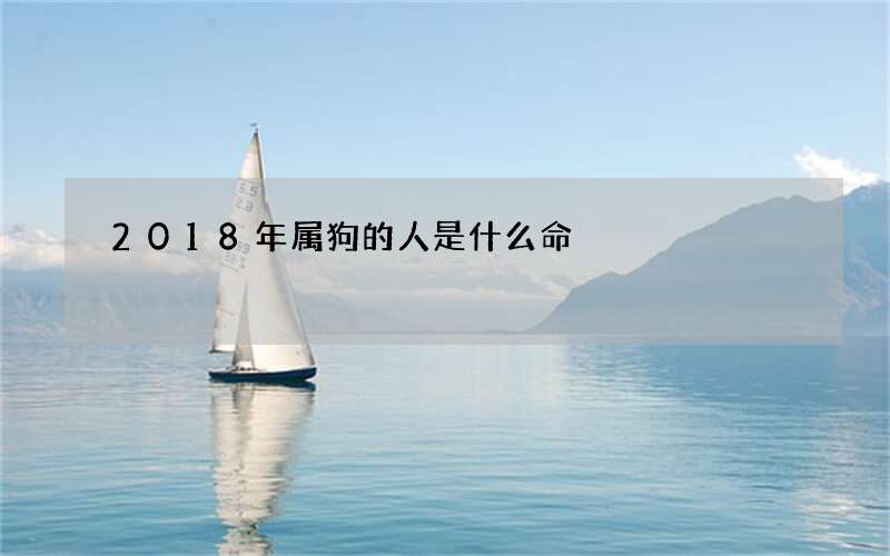 2018年属狗的人是什么命