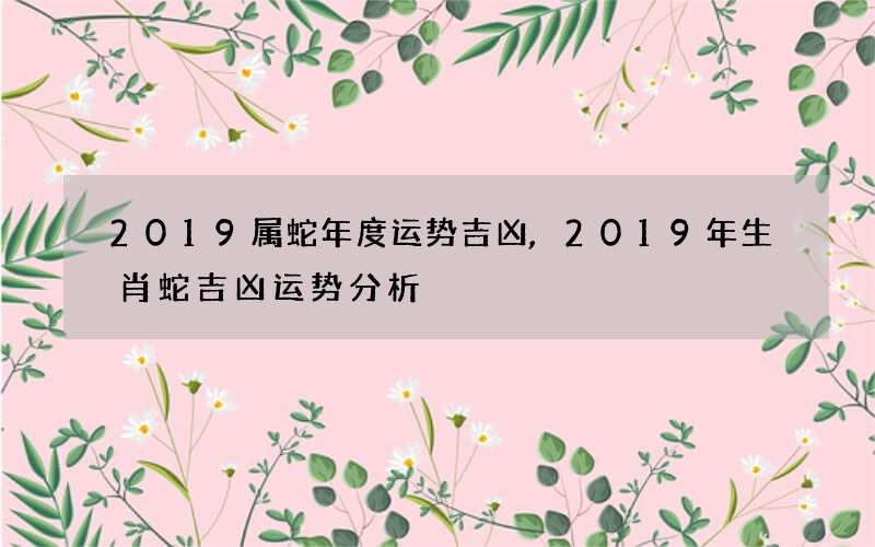 2019属蛇年度运势吉凶,2019年生肖蛇吉凶运势分析