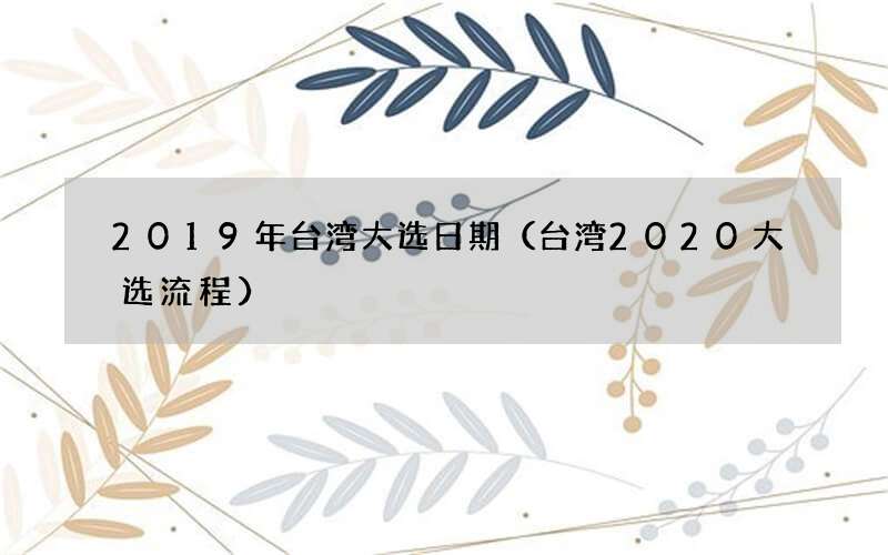 台湾2020大选流程 2019年台湾大选日期