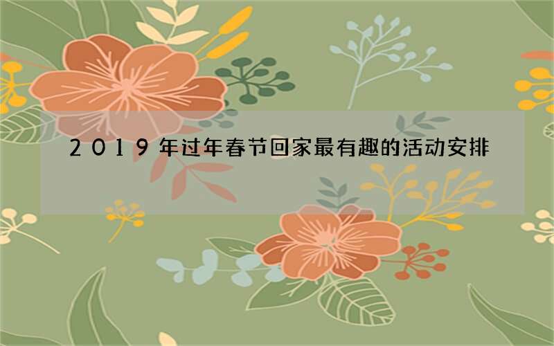 2019年过年春节回家最有趣的活动安排