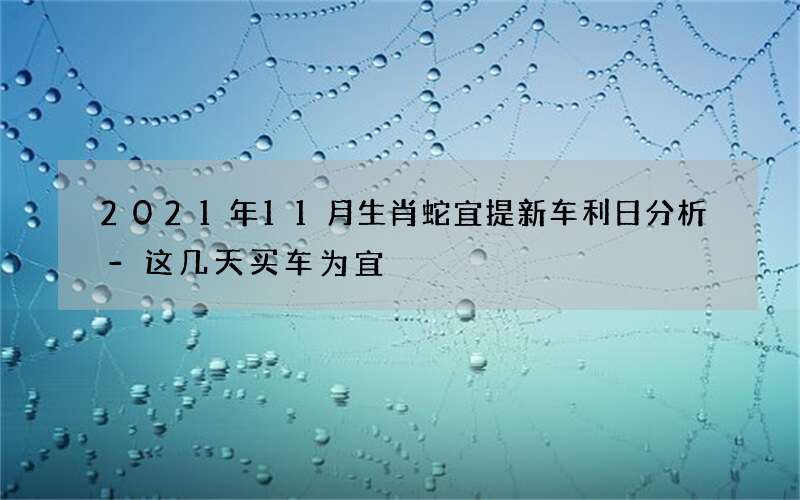2021年11月生肖蛇宜提新车利日分析-这几天买车为宜
