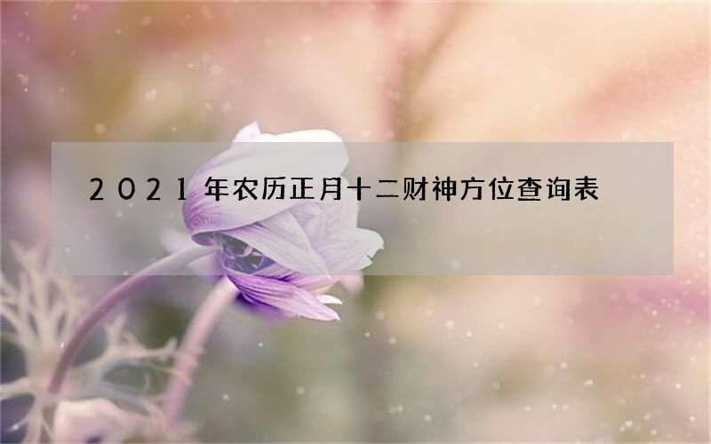 2021年农历正月十二财神方位查询表