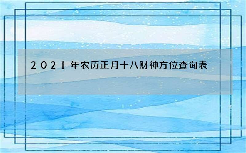 2021年农历正月十八财神方位查询表