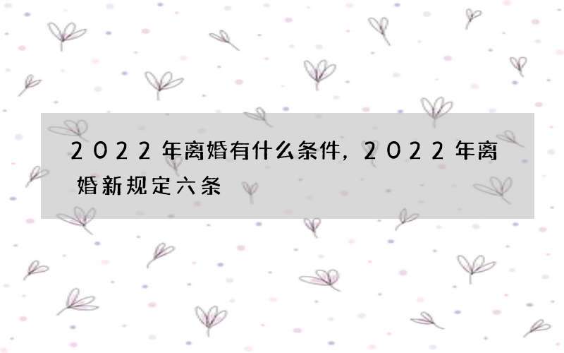 2022年离婚有什么条件，2022 年离婚新规定六条