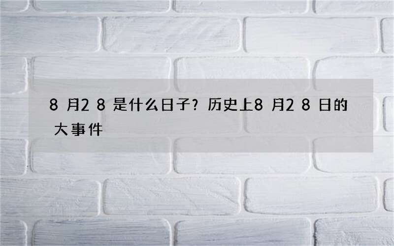8月28是什么日子？历史上8月28日的大事件