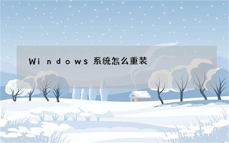 Windows系统怎么重装