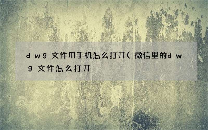 微信里的dwg文件怎么打开 dwg文件用手机怎么打开