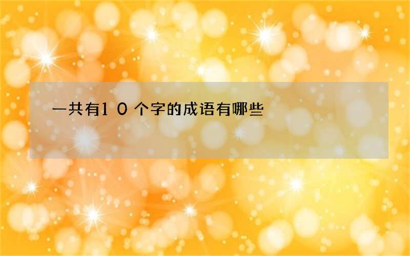 一共有10个字的成语有哪些