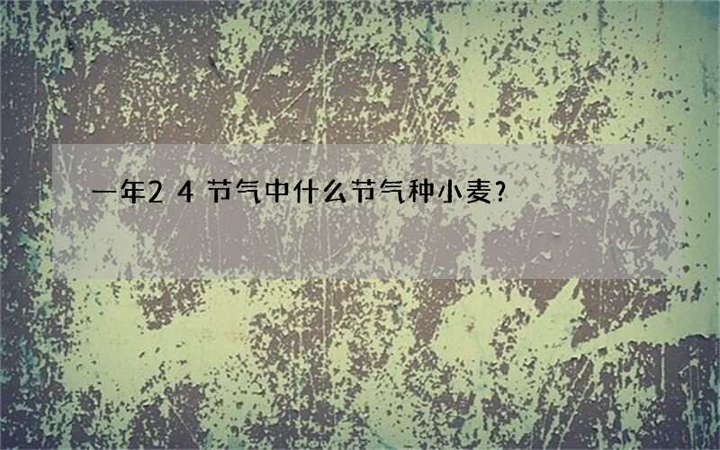 一年24节气中什么节气种小麦？