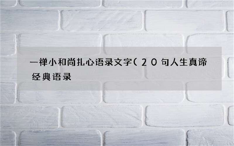20句人生真谛经典语录 一禅小和尚扎心语录文字