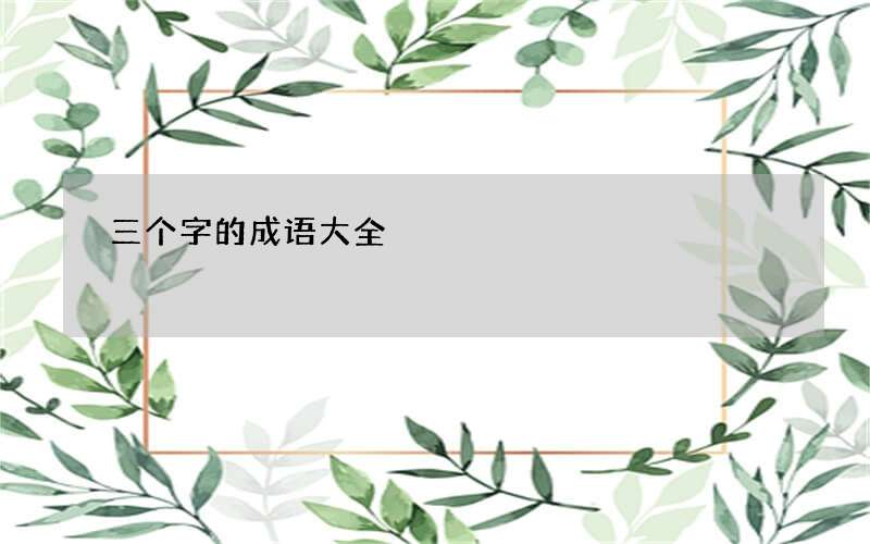 三个字的成语大全