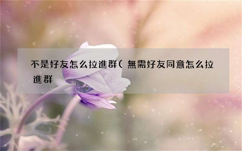 無需好友同意怎么拉進群 不是好友怎么拉進群