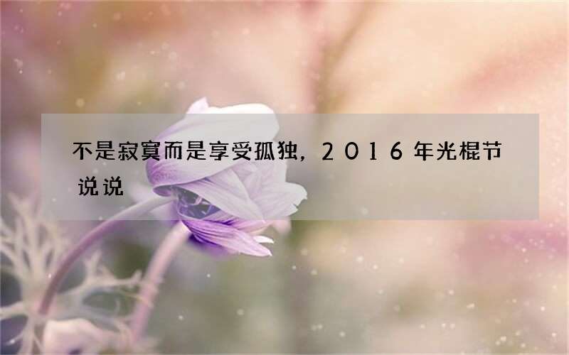 不是寂寞而是享受孤独，2016年光棍节说说