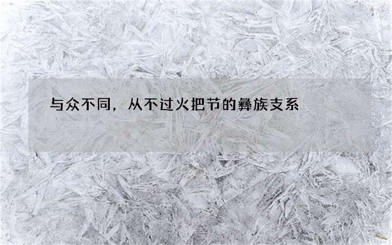 与众不同，从不过火把节的彝族支系