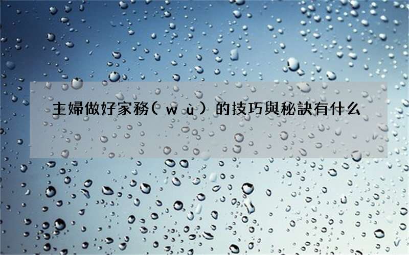 主婦做好家務(wù)的技巧與秘訣有什么