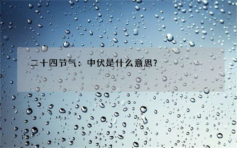 二十四节气：中伏是什么意思？