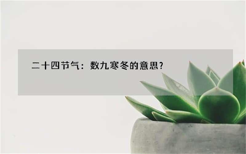 二十四节气：数九寒冬的意思？
