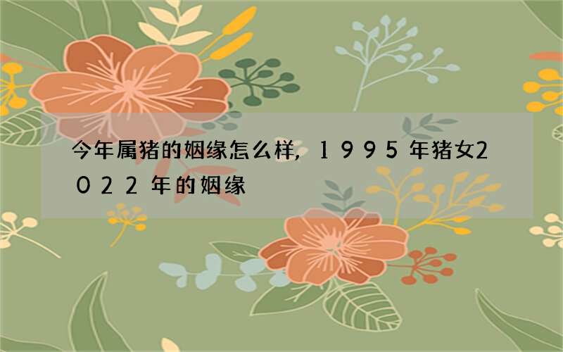 今年属猪的姻缘怎么样,1995年猪女2022 年的姻缘
