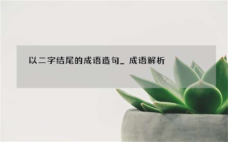 以二字结尾的成语造句_成语解析
