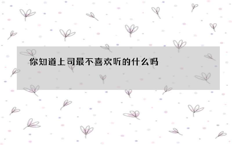 你知道上司最不喜欢听的什么吗