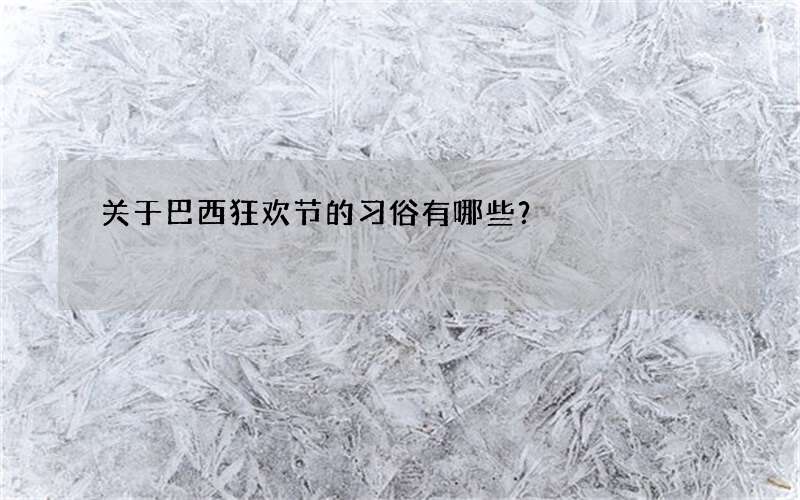 关于巴西狂欢节的习俗有哪些？