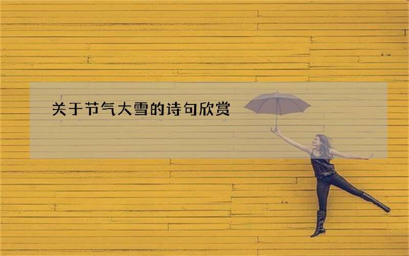关于节气大雪的诗句欣赏