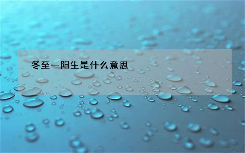 冬至一阳生是什么意思