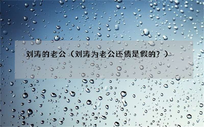 刘涛为老公还债是假的？ 刘涛的老公