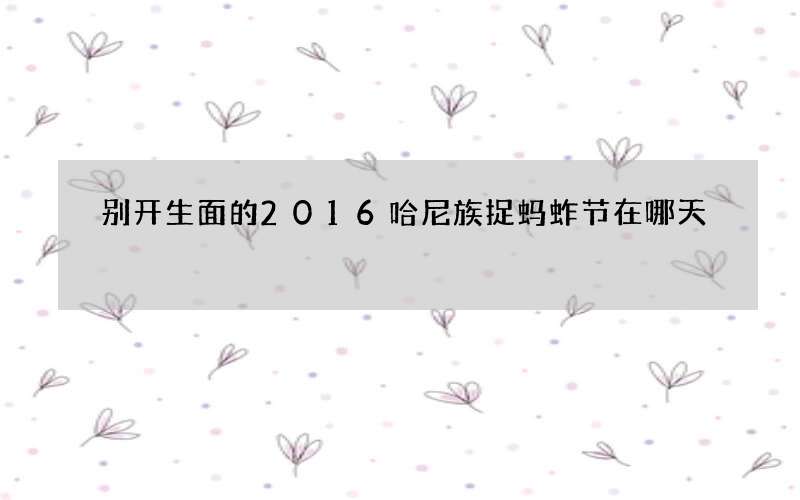 别开生面的2016哈尼族捉蚂蚱节在哪天