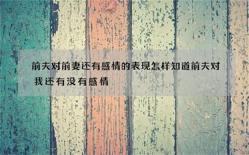 前夫对前妻还有感情的表现 怎样知道前夫对我还有没有感情