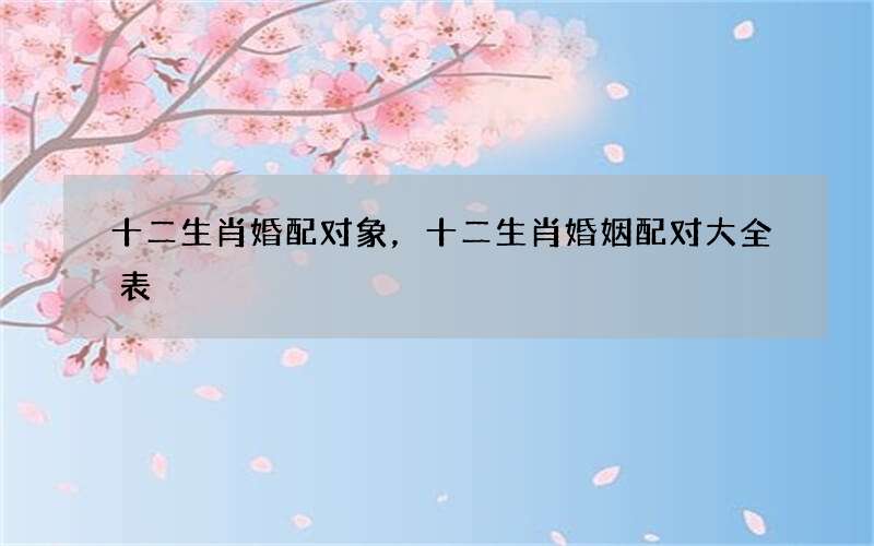 十二生肖婚配对象，十二生肖婚姻配对大全表