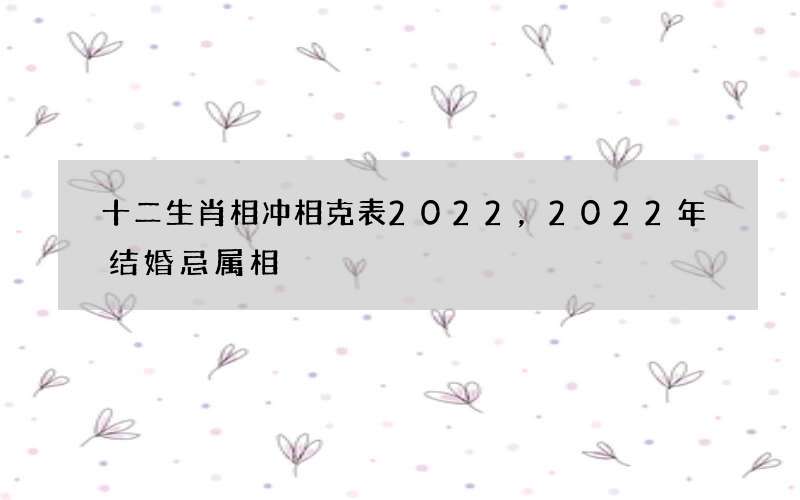 十二生肖相冲相克表2022，2022年结婚忌属相
