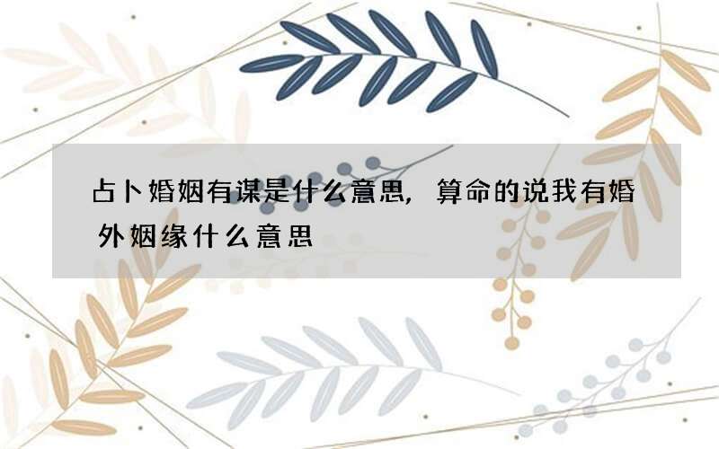 占卜婚姻有谋是什么意思,算命的说我有婚外姻缘什么意思