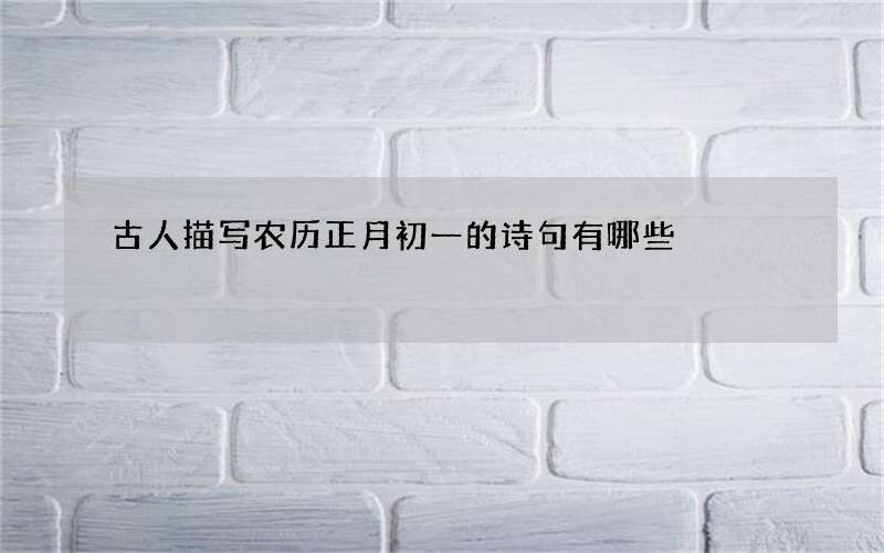 古人描写农历正月初一的诗句有哪些