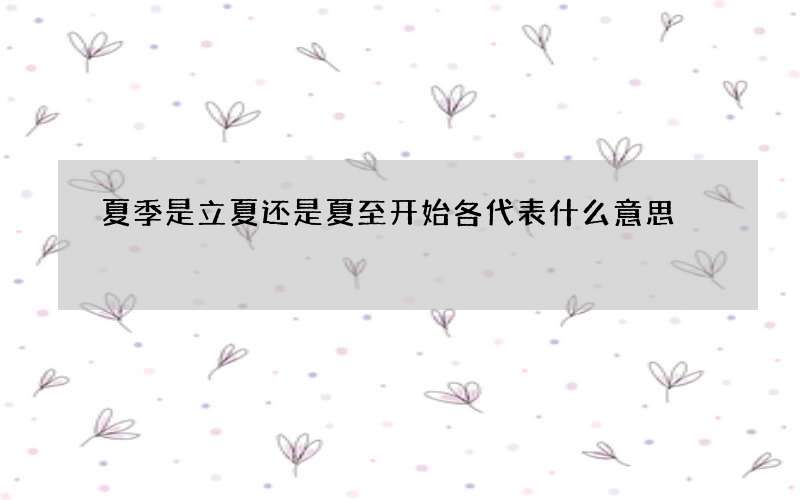 夏季是立夏还是夏至开始各代表什么意思